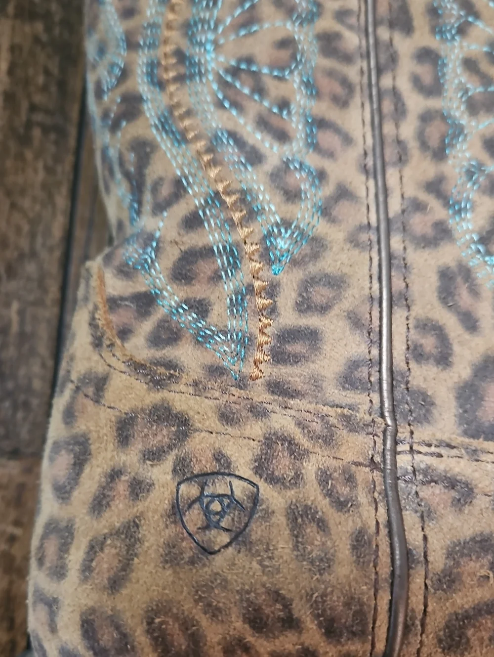 Ariat Leather Girls Square Toe Leopard Cowboy Boots- Wiggle Room Interior